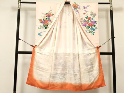 平和屋着物[]七五三　女の子　７歳　祝着　四つ身　鴛鴦花文　金彩　逸品　DABC5446ma