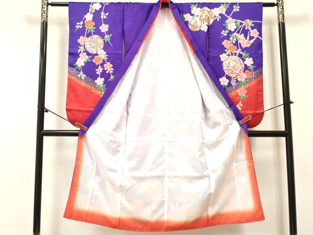 平和屋着物[]七五三 女の子 ７歳 祝着 四つ身 折り鶴 鞠花蝶文 金彩 逸品 DABC5449ma