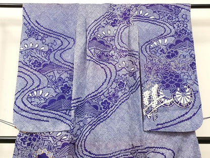 平和屋着物[]七五三　女の子　７歳　祝着　四つ身　駒刺繍　花車文　金彩　DABC5450ma