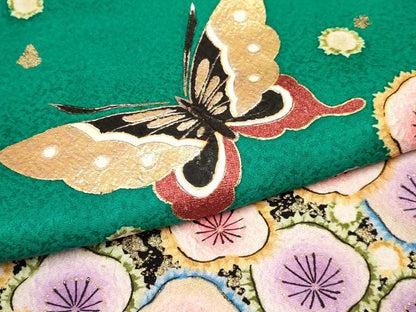 平和屋着物[]七五三 女の子 ７歳 祝着 四つ身 絞り 辻が花 舞蝶文 暈し染め 金銀彩 逸品 DABC5452ma