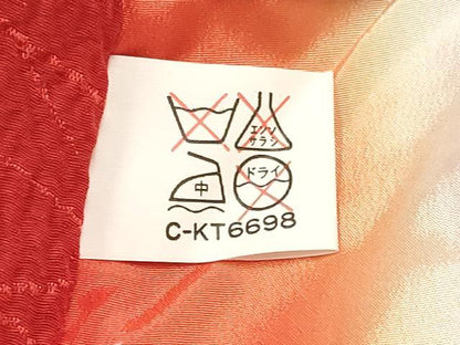 平和屋着物[]七五三　女の子　７歳　祝着　四つ身　檜扇鞠花文　暈し染め　金彩　DABC5454ma
