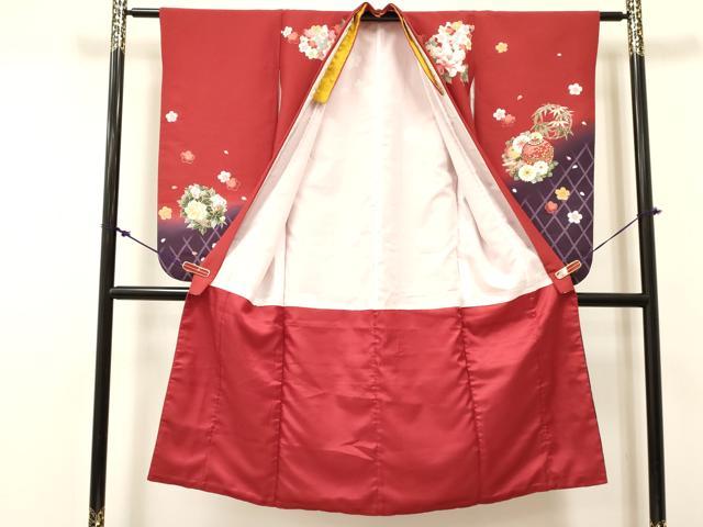 平和屋着物[]七五三　女の子　７歳　祝着　四つ身　鈴花丸文　暈し染め　金彩　DABC5455ma