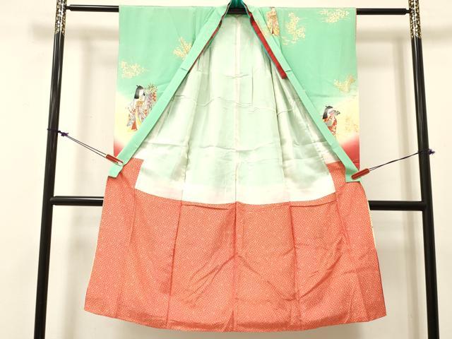 平和屋着物[]七五三 女の子 ７歳 祝着 四つ身 人物花文 金彩 逸品 DABC5457ma