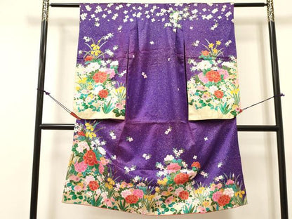 平和屋着物[]七五三　女の子　７歳　祝着　四つ身　牡丹花文　金銀彩　逸品　DABC5459ma