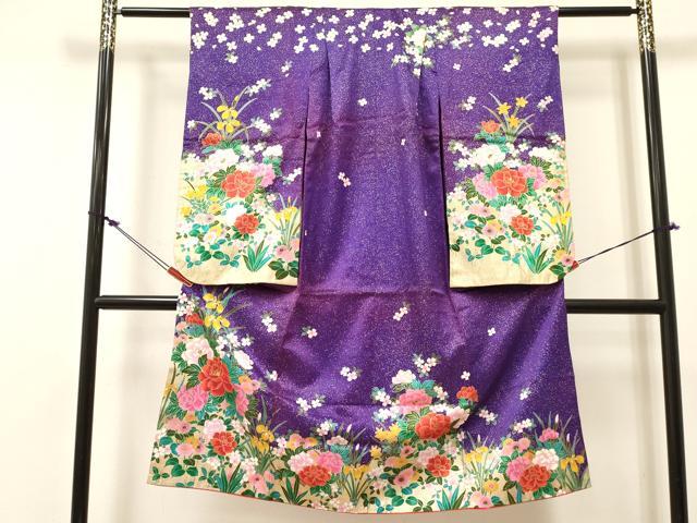 平和屋着物[]七五三　女の子　７歳　祝着　四つ身　牡丹花文　金銀彩　逸品　DABC5459ma