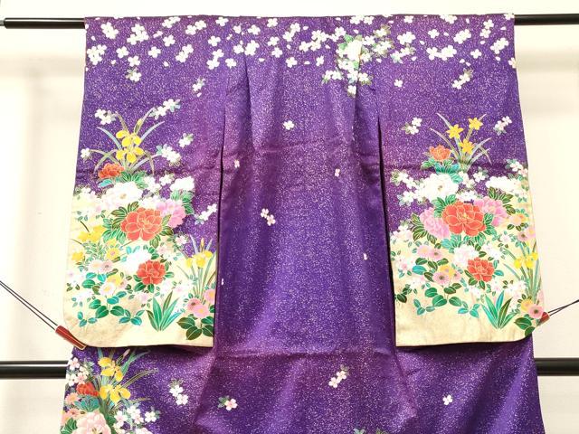平和屋着物[]七五三　女の子　７歳　祝着　四つ身　牡丹花文　金銀彩　逸品　DABC5459ma
