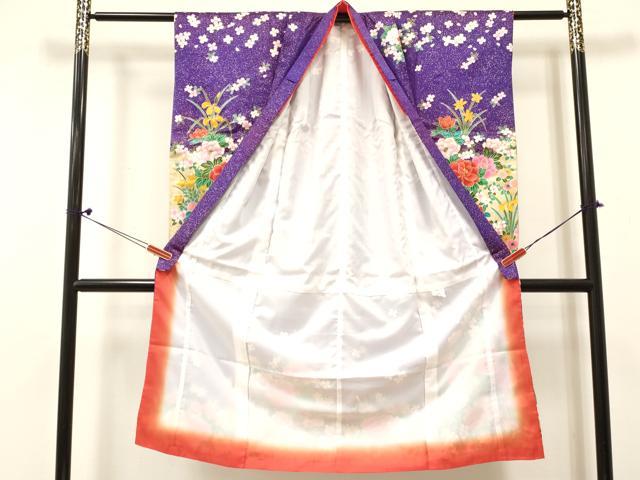 平和屋着物[]七五三　女の子　７歳　祝着　四つ身　牡丹花文　金銀彩　逸品　DABC5459ma
