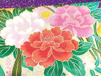 平和屋着物[]七五三　女の子　７歳　祝着　四つ身　牡丹花文　金銀彩　逸品　DABC5459ma
