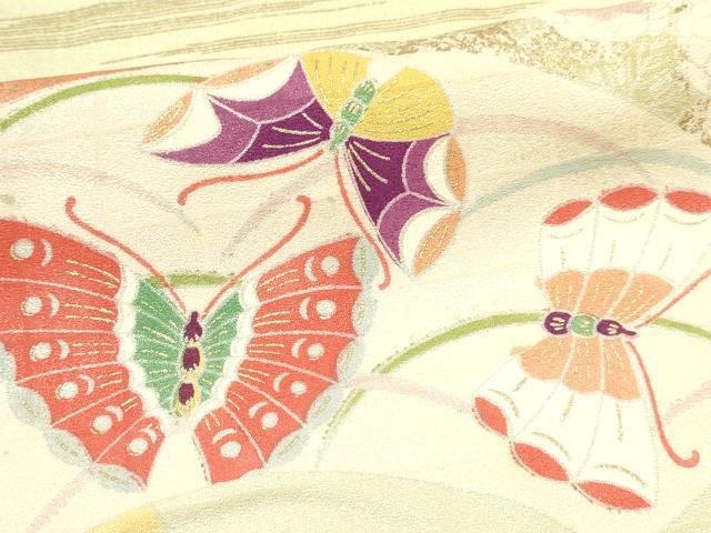 平和屋着物∵女の子　十三参り　子供　祝着　地紙重ね花蝶文　金銀彩　逸品　DABC5460ma
