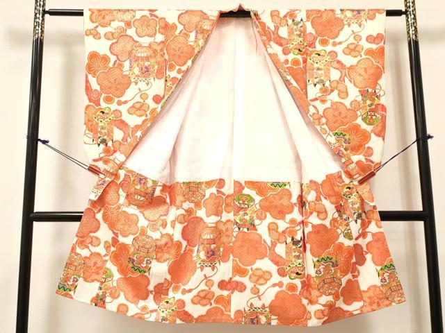 平和屋着物[]七五三 女の子 ７歳 祝着 四つ身 貝桶花文 金彩 逸品 DABC5463ma