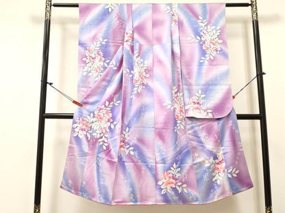 平和屋着物[]七五三　女の子　７歳　祝着　四つ身　手描き　草花文　金彩　逸品　DABC5466ma