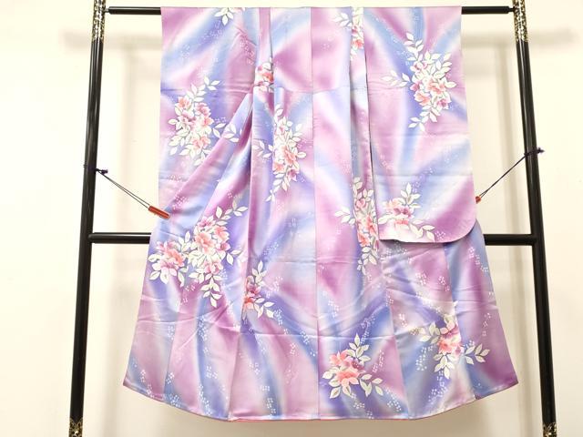 平和屋着物[]七五三　女の子　７歳　祝着　四つ身　手描き　草花文　金彩　逸品　DABC5466ma