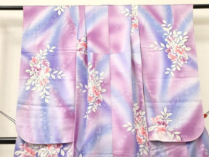 平和屋着物[]七五三　女の子　７歳　祝着　四つ身　手描き　草花文　金彩　逸品　DABC5466ma