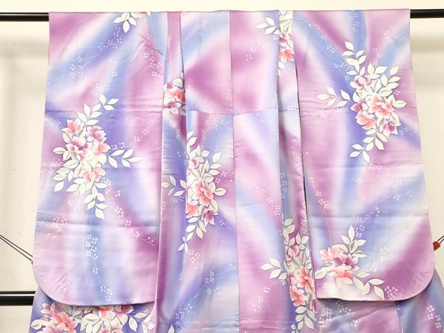 平和屋着物[]七五三　女の子　７歳　祝着　四つ身　手描き　草花文　金彩　逸品　DABC5466ma