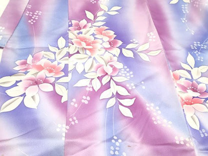 平和屋着物[]七五三　女の子　７歳　祝着　四つ身　手描き　草花文　金彩　逸品　DABC5466ma