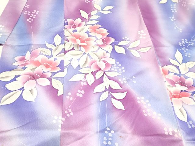 平和屋着物[]七五三　女の子　７歳　祝着　四つ身　手描き　草花文　金彩　逸品　DABC5466ma