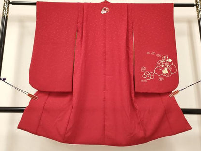 平和屋着物[]卒園式　女の子　子供　長襦袢(単衣・半衿刺繍)・行灯袴・巾着・髪飾りセット　キャラクター　金銀彩　箱付き　DABC5467ma
