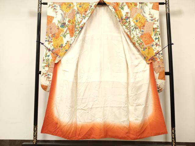 平和屋着物∵女の子　十三参り　子供　祝着　駒刺繍　色紙重ね花文　金彩　逸品　DABC5477ma