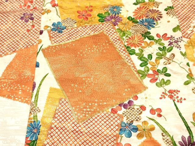 平和屋着物∵女の子　十三参り　子供　祝着　駒刺繍　色紙重ね花文　金彩　逸品　DABC5477ma