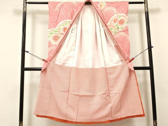 平和屋着物[]七五三　女の子　７歳　祝着　四つ身　絞り　花青海波　逸品　DABC5478ma