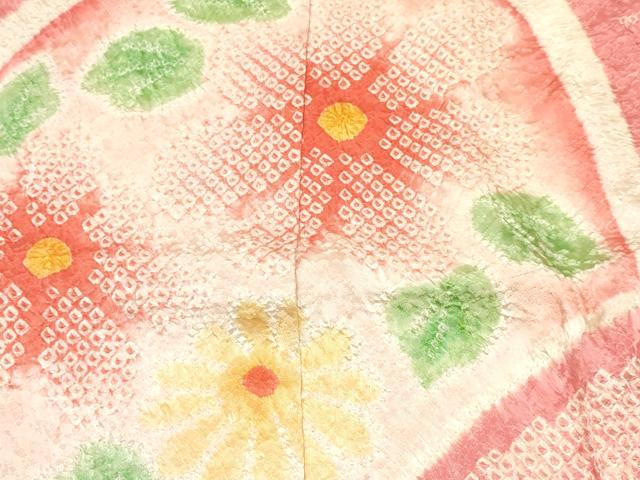 平和屋着物[]七五三　女の子　７歳　祝着　四つ身　絞り　花青海波　逸品　DABC5478ma