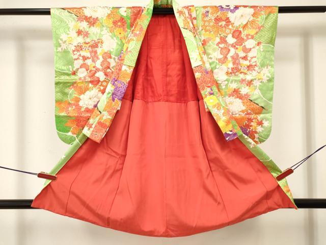平和屋着物[]七五三　女の子　３歳　祝着　三つ身　乱菊　几帳花文　金彩　逸品　DABC5482ma