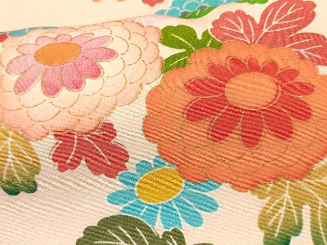 平和屋着物[]七五三　女の子　７歳　祝着　四つ身　鼓花文　暈し染め　金彩　逸品　DABC5487ma