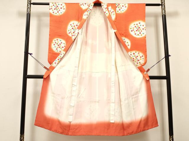平和屋着物[]七五三　女の子　７歳　祝着　四つ身　駒刺繍　花丸文　暈し染め　逸品　DABC5490ma