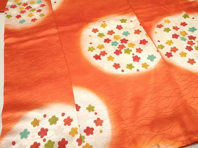 平和屋着物[]七五三　女の子　７歳　祝着　四つ身　駒刺繍　花丸文　暈し染め　逸品　DABC5490ma