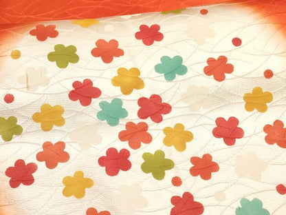 平和屋着物[]七五三　女の子　７歳　祝着　四つ身　駒刺繍　花丸文　暈し染め　逸品　DABC5490ma