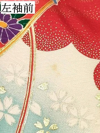 平和屋着物[]七五三　女の子　７歳　祝着　四つ身　駒刺繍　雪輪器物花文　金彩　DABC5493ma