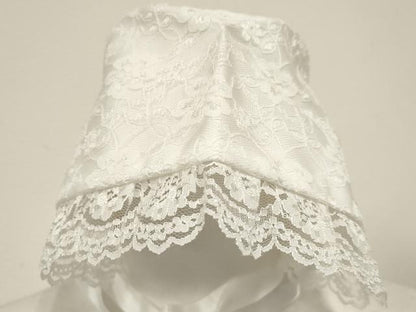 平和屋着物[]お宮参りケープ　女の子　ベビードレス　ベビーセレモニー　洋装　レース　花　白色　DABC5495ma