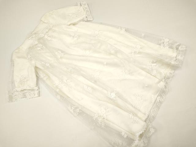 平和屋着物[]お宮参り　女の子　ベビードレス　ベビーセレモニー　洋装　レース　花　生成り色　DABC5496ma