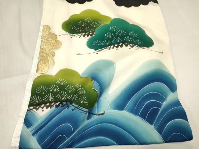 平和屋着物[]お宮参り 男の子 祝着 産着 初着 のしめ 刺繍 鷹 鷲 流水松文 暈し染め 金彩 逸品 DABC5503ma