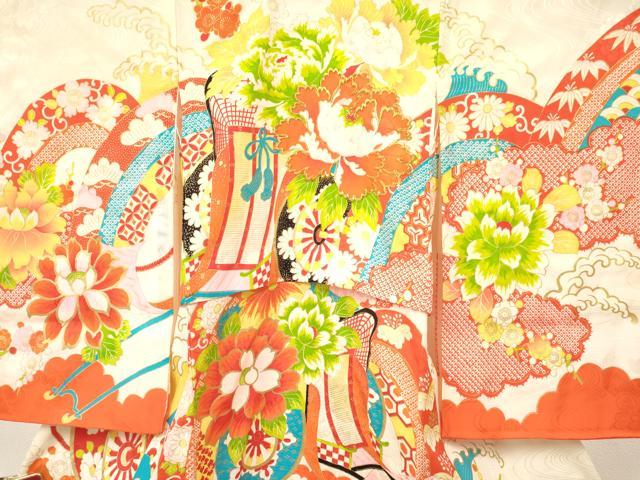 平和屋着物[]お宮参り　女の子　祝着　産着　初着　のしめ　刺繍　御所車花文　金彩　逸品　DABC5505ma