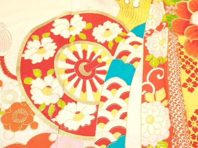平和屋着物[]お宮参り　女の子　祝着　産着　初着　のしめ　刺繍　御所車花文　金彩　逸品　DABC5505ma