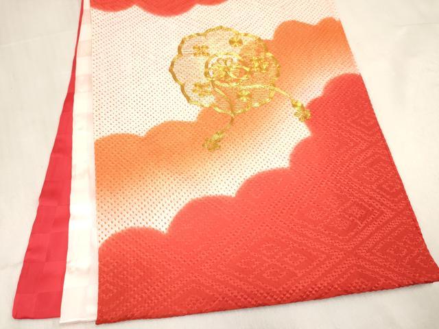 平和屋着物[]お宮参り　女の子　祝着　産着　初着　のしめ　駒刺繍　絞り　鏡裏向かい鳥花文　暈し染め　逸品　DABC5507ma