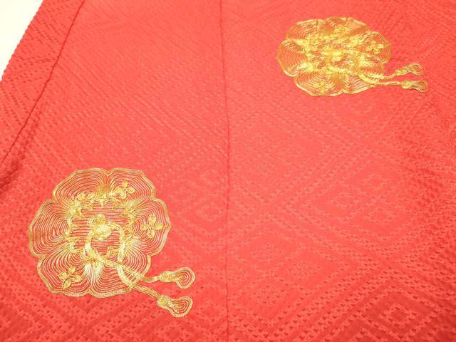 平和屋着物[]お宮参り 女の子 祝着 産着 初着 のしめ 駒刺繍 絞り 鏡裏向かい鳥花文 暈し染め 逸品 DABC5507ma