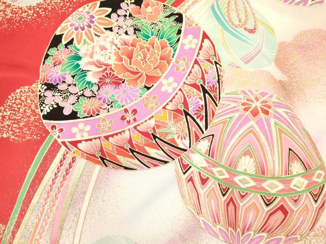 平和屋着物[]お宮参り 女の子 祝着 産着 初着 のしめ 折り鶴 鞠花文 暈し染め 金銀彩 逸品 DABC5508ma