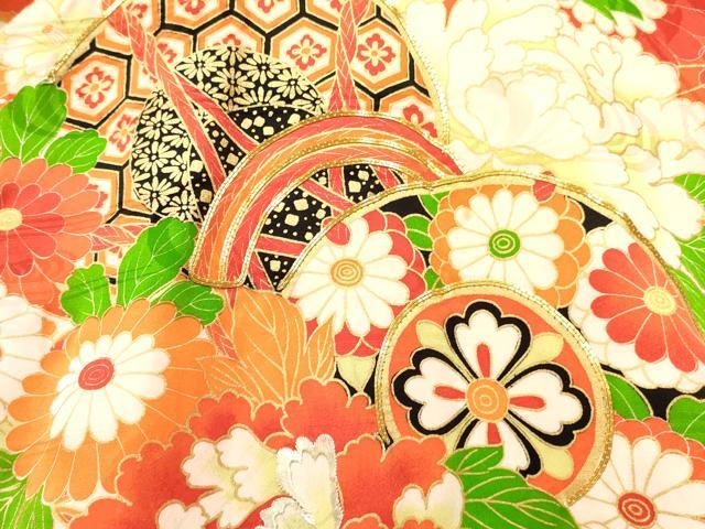 平和屋着物[]お宮参り　女の子　祝着　産着　初着　のしめ　駒刺繍　鼓花文　金彩　逸品　DABC5510ma