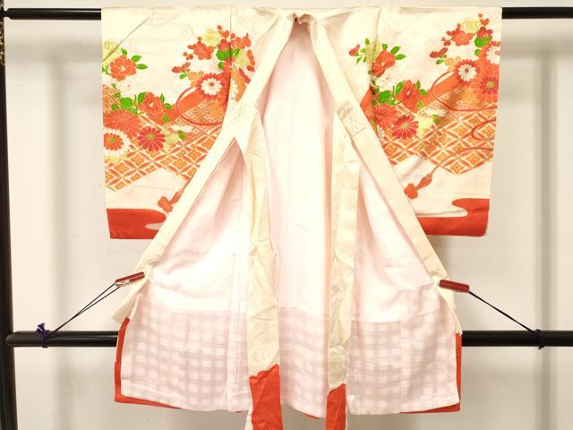 平和屋着物[]お宮参り 女の子 祝着 産着 初着 のしめ 駒刺繍 鼓花文 金彩 逸品 DABC5510ma