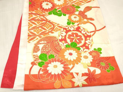 平和屋着物[]お宮参り　女の子　祝着　産着　初着　のしめ　駒刺繍　鼓花文　金彩　逸品　DABC5510ma