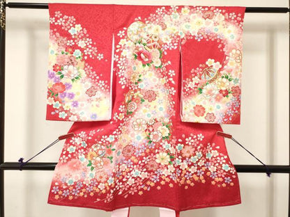 平和屋着物[]お宮参り　女の子　祝着　産着　初着　のしめ　刺繍　鞠花文　暈し染め　金銀彩　逸品　未使用　DABC5511ma
