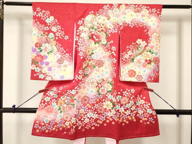平和屋着物[]お宮参り　女の子　祝着　産着　初着　のしめ　刺繍　鞠花文　暈し染め　金銀彩　逸品　未使用　DABC5511ma