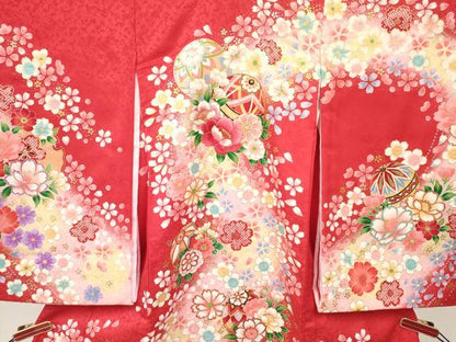 平和屋着物[]お宮参り　女の子　祝着　産着　初着　のしめ　刺繍　鞠花文　暈し染め　金銀彩　逸品　未使用　DABC5511ma