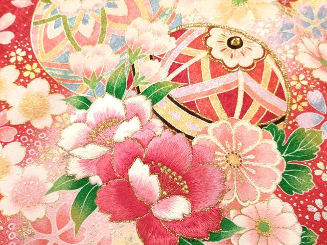 平和屋着物[]お宮参り　女の子　祝着　産着　初着　のしめ　刺繍　鞠花文　暈し染め　金銀彩　逸品　未使用　DABC5511ma