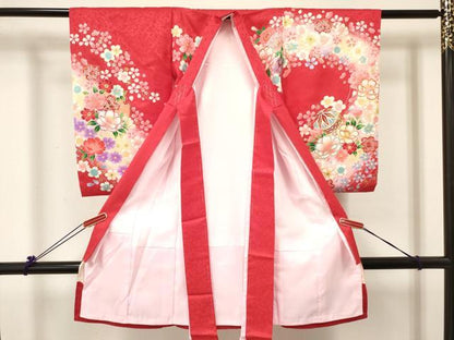 平和屋着物[]お宮参り　女の子　祝着　産着　初着　のしめ　刺繍　鞠花文　暈し染め　金銀彩　逸品　未使用　DABC5511ma