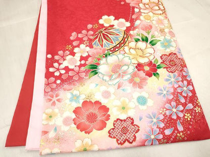 平和屋着物[]お宮参り　女の子　祝着　産着　初着　のしめ　刺繍　鞠花文　暈し染め　金銀彩　逸品　未使用　DABC5511ma