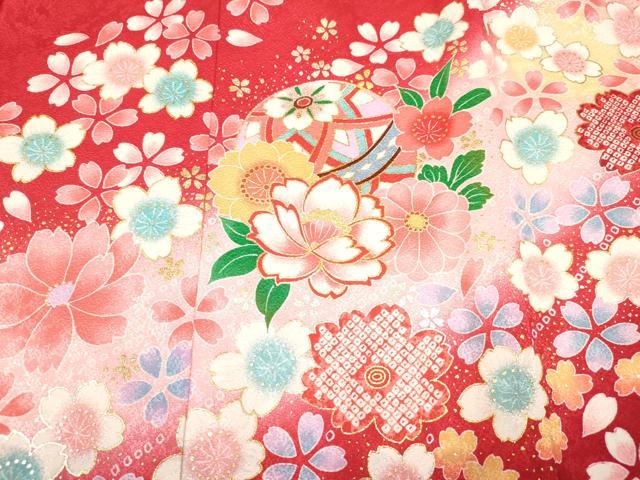 平和屋着物[]お宮参り　女の子　祝着　産着　初着　のしめ　刺繍　鞠花文　暈し染め　金銀彩　逸品　未使用　DABC5511ma