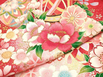 平和屋着物[]お宮参り　女の子　祝着　産着　初着　のしめ　刺繍　鞠花文　暈し染め　金銀彩　逸品　未使用　DABC5511ma